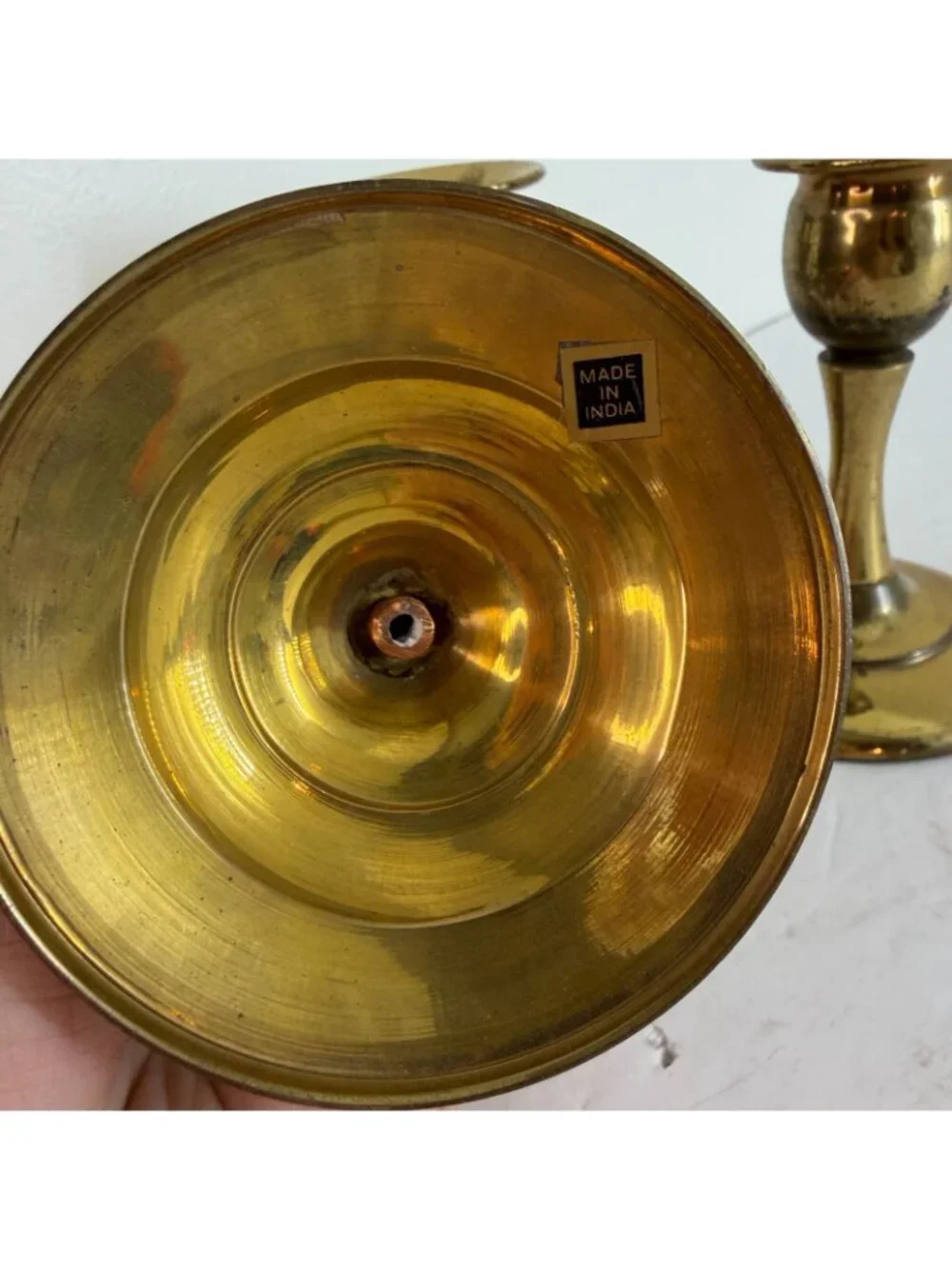 Vintage Brass Candlestick Holders Set of 3 Mixed Brass India Mid-Century Style